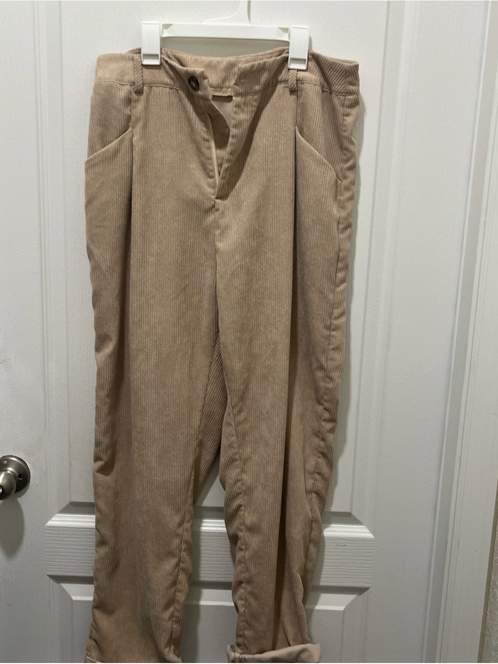 SHEIN Tan Corduroy Straight-Leg Pants